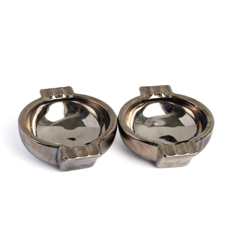 Vintage Mercury Glass Ashtrays Art Deco Set of Two Vanity Catchall Ring Dishes - Picture 6 of 7